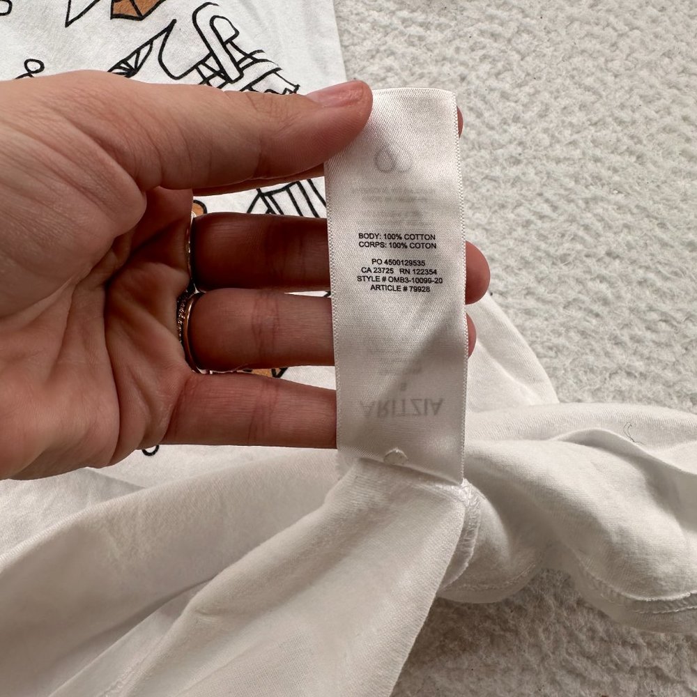 Aritzia | Women's Short Sleeve White Graphic Tee Band Instruments Size Small - Picture 9 of 11